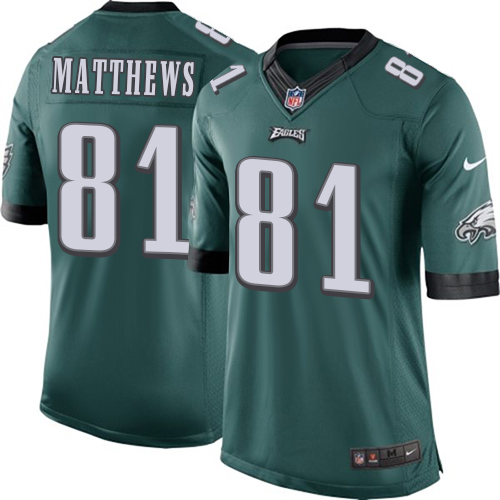 Men's Limited Jordan Matthews Nike Jersey Midnight Green Home - #81 NFL Philadelphia Eagles